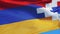 Nagorno-Karabakh flag in slow motion seamlessly looped with alpha