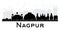 Nagpur City skyline black and white silhouette.