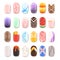 Nail art design. False fingernails manicure vector template