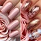 Nail Art with White and Pink Marble Effect