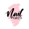 Nail artist hand drawn logo design template.