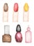 Nail Beauty clipart set, Watercolor hand drawn Manicure Cosmetic illustration, Nail Polish and fingers with color nails set,