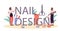 Nail designer typographic header concept. Beauty salon worker. Nail