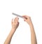 Nail file in womens hands