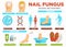 Nail fungus reasons and treatment poster with text vector