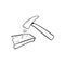 Nail Hammer icon in doodle sketch lines. Construction tool work carpenter nail wood