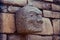 A Nail head (Cabeza Clava) or zoomorphic face carved in stone from the pre-incan culture Chavin in Ancash Region, Peru