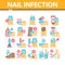 Nail Infection Disease Collection Icons Set Vector