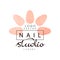 Nail luxury studio logo, design element for nail bar, manicure saloon, manicurist technician vector Illustration on a