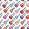 Nail polish bottle seamless pattern. Beauty salon manicure backg