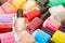 Nail polish colorful bottles background