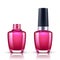 Nail polish in glass bottle open and closed isolated