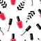 Nail polish hand drawn for beauty salon. Paint seamless pattern with sketchy nail polish jars. Cosmetic and manicure background