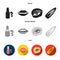 Nail polish, tinted eyelashes, lips with lipstick, hair clip.Makeup set collection icons in black, flat, monochrome