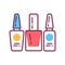 Nail polishes color line icon. Cosmetic product for manicure and pedicure. Nail service. Beauty industry. Pictogram for web page,