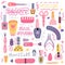 Nail salon manicure pedicure studio vector icon set