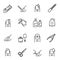 Nail service black vector linear icons set