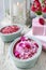 Nail spa enriching treatment with essential oils and rose petals