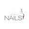 Nail studio glam logo with rose golden gradient, creative nail polished illustration for nail bar, manicure salon, manicurist logo