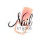 Nail studio luxury logo, design element for nail bar, manicure saloon, manicurist technician vector Illustration on a