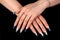 Nails Human fingers with long fingernail and beautiful manicure