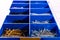 Nails Try Compartments Blue Tools Construction Metal Toolkit Box