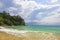 Naithon Beach bay panorama with turquoise clear water Phuket Thailand