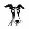 Naive Expressionism: Black, White, And Gray Greyhound Character Illustration