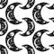 Naive kawaii night crescent moon space seamless pattern.