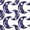 Naive kawaii night crescent moon space seamless pattern.