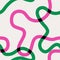 Naive seamless vibrant pattern with bright green and pink wavy lines on a light background. Minimalistic Contemporary graphic