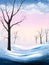 Naive Style Winter Landscape Oil Painting