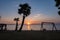 Najomtien beach Pattaya Thailand, sunset at a tropical beach with palm trees