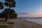 Najomtien beach Pattaya Thailand, sunset at a tropical beach with palm trees