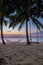 Najomtien beach Pattaya Thailand, sunset at a tropical beach with palm trees