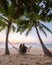 NaJomtien Pattaya Thailand, Hammock on the beach during sunset with palm trees