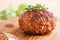 Naked burger on wooden plate