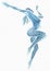 Naked Modern Dancer Blue Watercolor on White