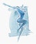 Naked Modern Dancer Watercolor Blue