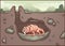 Naked mole rat smiling in it`s burrow