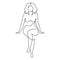 Naked woman one line art, hand drawn lady figure continuous contour. Nude female body concept, beauty industry template. Editable