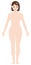 Naked woman with troubled face /nude body , silhouette , outline shape