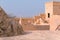 Nakhal,Oman - 04.01.2018: Yard inside the medieval arabian fort of Nakhal, Oman. Fortification walls, rock, stone floor