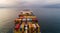 Nakhodka. Russia - September 05, 2017: Bright container on the ship of the company MSC from above.