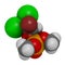 Naled insecticide molecule organophosphate class. 3D rendering. Atoms are represented as spheres with conventional color coding