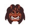 Namahage noh mask. Angry devils face for Japan kabuki theater. Japanese oriental theatrical demon head with horns, hair