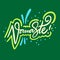 Namaste hand drawn vector lettering. Positive phrase. Isolated on green background