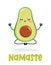 Namaste kawaii avocado character design in lotus youga pose