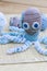 Name:Crocheted woven with colored wool toy octopus close-up