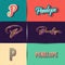 name Penelope in various Retro graphic design elements, set of vector Retro Typography graphic design illustration